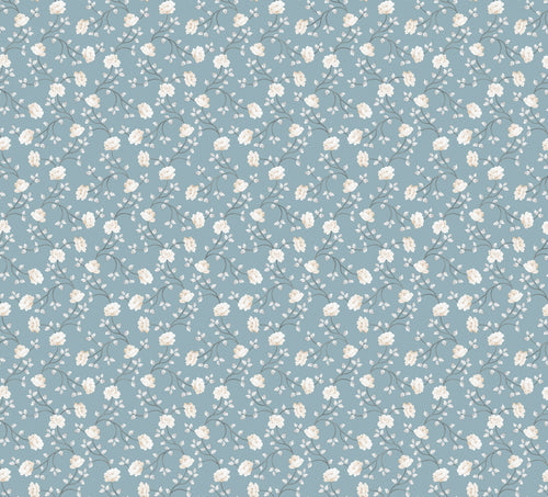 Sanders & Sanders behang bloemetjes vergrijsd blauw en wit - 53 cm x 10 m - 640183 - vtwonen shop