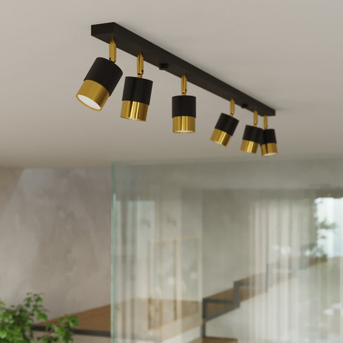 Sollux Lighting Plafondlamp NERO 2 zwart/goud - 30x5x18cm
