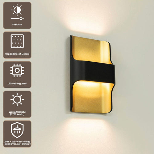 Artdelight Wandlamp Dallas - Zwart/Mat Goud