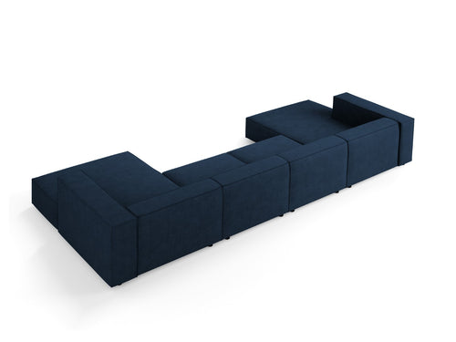 Cosmopolitan Design Panoramische bank Arendal 6-zits, chenille met ribbeleffect, koningsblauw - 166x364x70cm