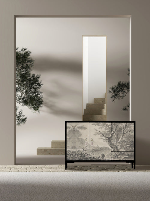 Laag dressoir met 2 deuren en 4 laden van MDF met Wasvrouw patroon - vtwonen shop