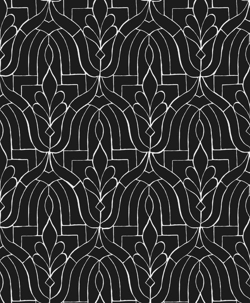 Masureel behang art deco motief zwart - 53 cm x 10.05 m - 632314 - vtwonen shop