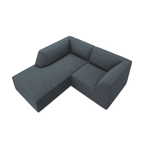 Cosmopolitan Design - Modulaire hoekbank links Siena 3-zits, ribfluwelen blauw - 180x186x69cm