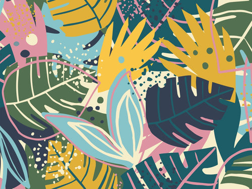 Sanders & Sanders fotobehang bladeren blauw, groen en geel - 375 x 270 cm - 600991 - vtwonen shop