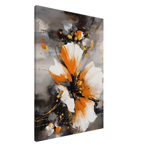 Artfulprints Canvas Abstract floral expression canvas - 100x150 cm - Oranje