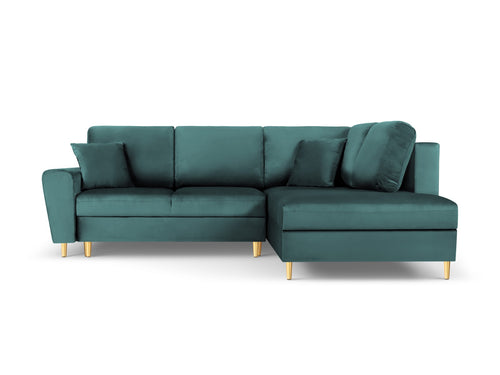 Cosmopolitan Design Converteerbare hoekbank rechts met opbergdoos Kyoto 5-zits, flueel, olie - 194x243x88cm