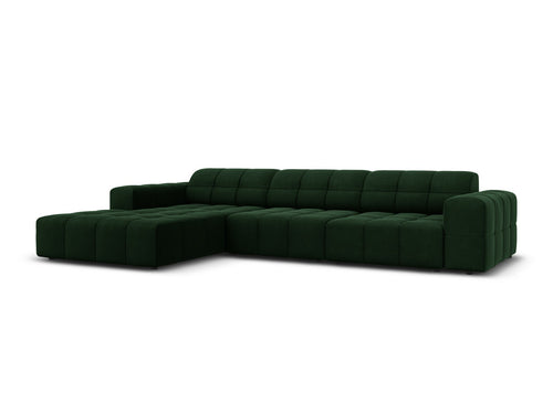 Cosmopolitan Design linker hoekbank Chicago 4-zits, flueel flessengroen - 167x294x78cm