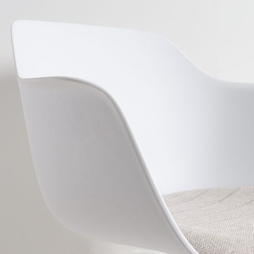 Nolon Nout-Liz Bureaustoel Wit - Beige Kussen - Wit Onderstel