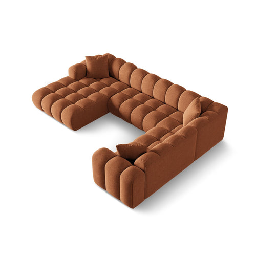 Cosmopolitan Design - Panoramische hoekbank rechts Treno 4-zits, chenille baksteen - 240x330x70cm