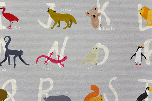 Canvas 60x40 Afdruk Dierenalfabet