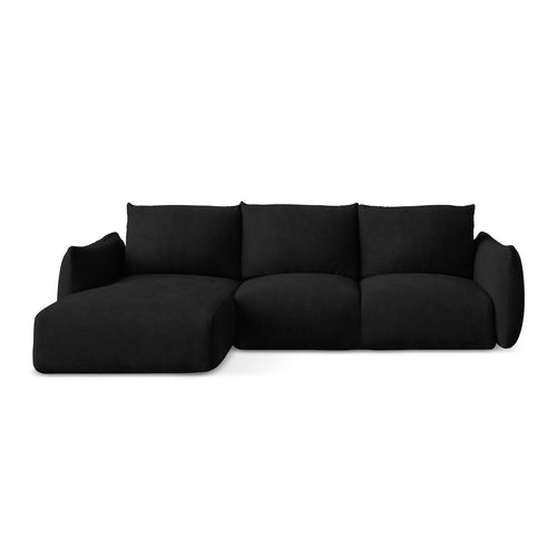 LaMiaSofa hoekbank links Savona - chenille stof - zwart - 242x162x90