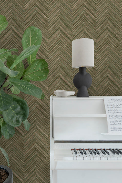 Sanders & Sanders behang visgraat-motief vergrijsd olijfgroen - 53 cm x 10 m - 640249