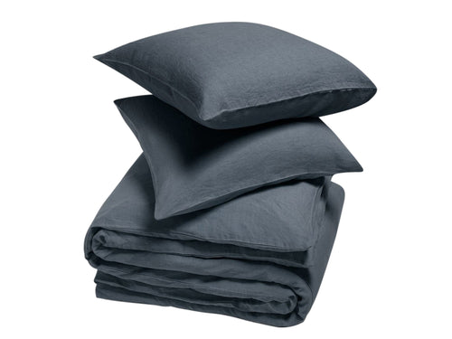 Yumeko dekbedovertrek gewassen linnen earth blue 240x220 + 2/60x70