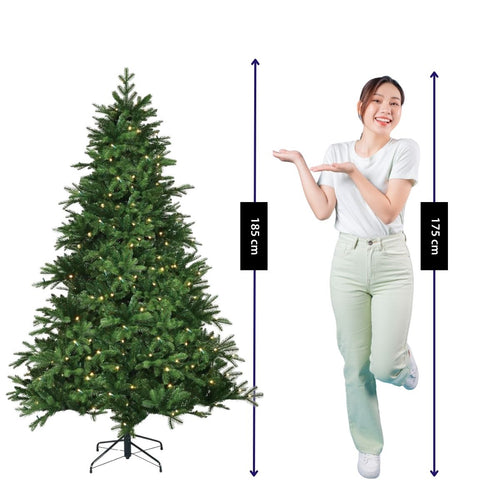 Black Box Trees Brampton Kunstboom - Kerstboom voor Kerstversiering in Huis - LED Boom met Verlichting en Scharnierconstructie voor Snelle Montage -