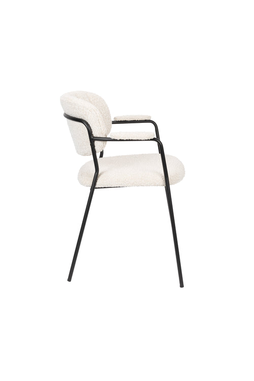 Housecraft Living Jolien Eetkamerstoelen armleuning Zwart/Bouclé - Set van 2 - vtwonen shop