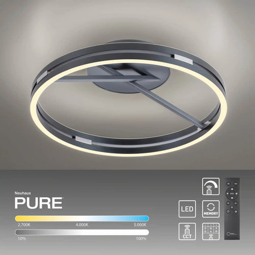 Neuhaus PURE plafondlamp Loop - 2 lichts - 60  x 17.8   cm - antraciet