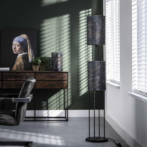 Giga Meubel Tafellamp Armor Tube - Zwart Metaal - 1-Lichts - 20x20x30cm - vtwonen shop