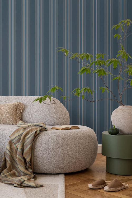 Sanders & Sanders behang strepen vergrijsd blauw - 53 cm x 10 m - 640544 - vtwonen shop