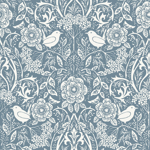 ESTAhome behang bloemen en vogels in art nouveau stijl vergrijsd blauw - 0.53 x 10.05 m - 139477 - vtwonen shop