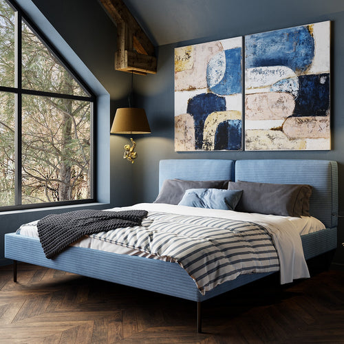 Kare Design Bed East Side Cord - blauw - 180x200cm - vtwonen shop