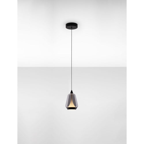 Nova Luce ALISH Slanke hanglamp voor aan het plafond, matzwart, rookkleurige LED 8W 330lm 3000K