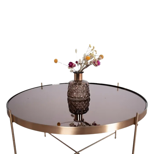 Artichok Liliana Ronde Salontafel van Metaal en Glas Ø 70 cm - Brons