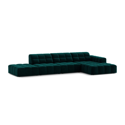 Cosmopolitan Design - Rechter hoekbank Chicago 5-zits, flueel diepe olie - 167x348x78cm