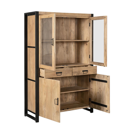 Starfurn Vitrinekast Britt - Naturel Hout - 115x45x180cm