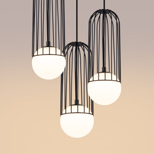 Sollux Lighting Hanglamp BRINA 3P zwart - 34x34x115cm