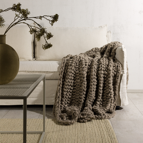 Nest living Verena Gebreide Plaid Bruin - 170 x 130 cm - vtwonen shop