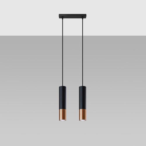 Sollux Lighting Hanglamp LOOPEZ 2 zwart/koper - 30x6x90cm