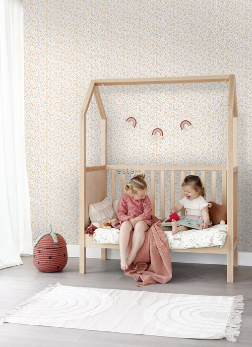 ESTAhome behang bloemetjes beige - 53 cm x 10.05 m - 139578