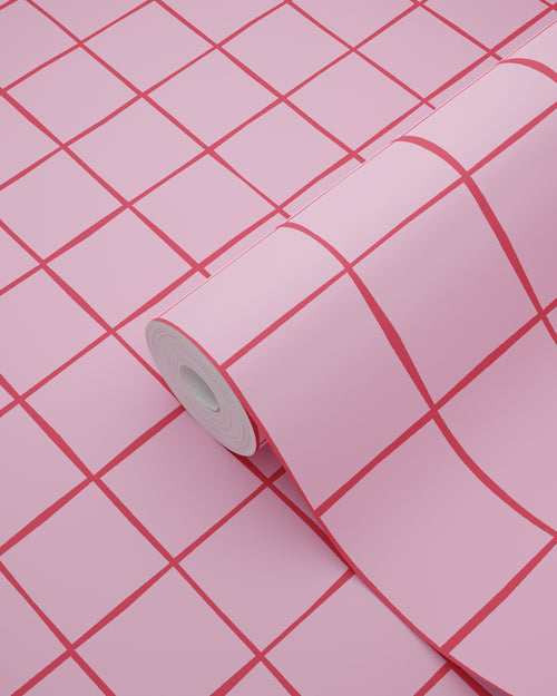 ESTAhome behang geblokt motief roze - 50 x 900 cm - 131597 - vtwonen shop