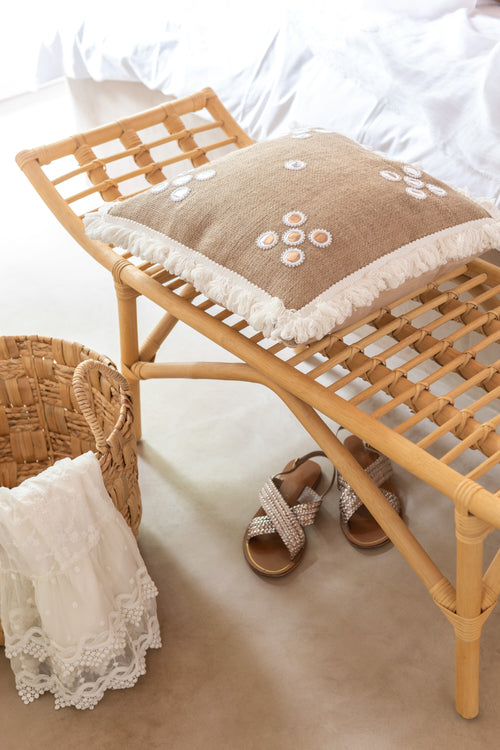 J-Line kussen Spiegeltjes - jute - naturel/wit - vtwonen shop