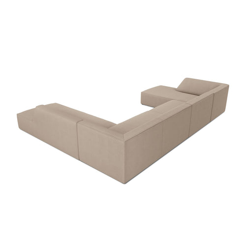 Cosmopolitan Design - Panoramische hoekbank rechts Siena 7-zits, structurele stof donkerbeige - 273x366x69cm