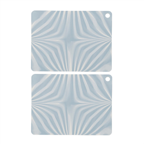OYOY Placemats set van 2 45 x 34 cm – Blauw-wit rubber