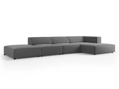 Cosmopolitan Design rechter hoekbank Arendal 5-zits, flueel, cement - 166x341x70cm