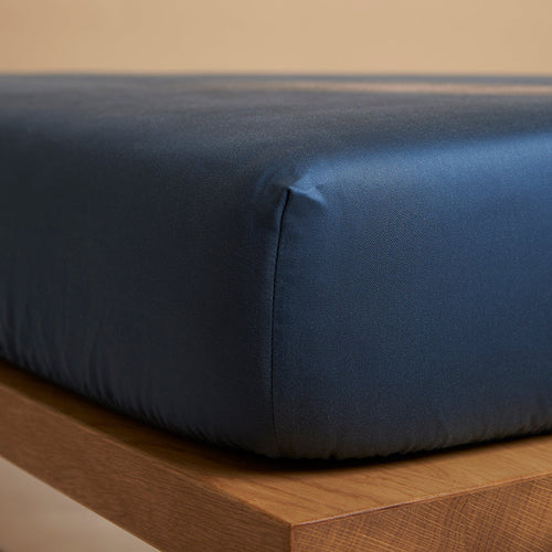 Coco & Cici - Tencel Sateen Hoeslaken 90 x 220 cm - 1 Persoons Beddengoed - Lyocell - Elastiek Rondom - Donker Blauw - Extra Zacht