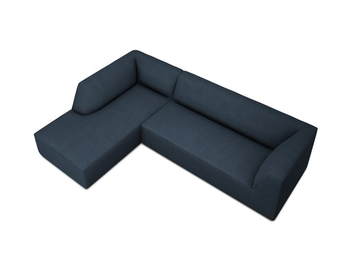 Micadoni linker hoekbank Ruby 4-zits, structurele stof, marineblauw - 180x273x69cm