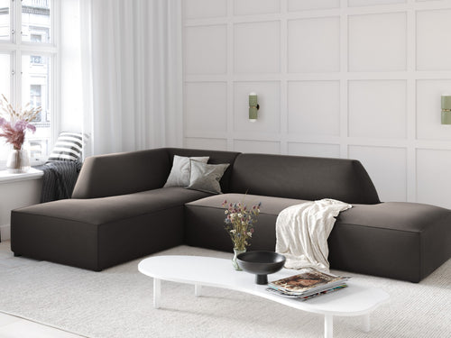Micadoni linker hoekbank Ruby 4-zits, flueel, donkergrijs - 180x273x69cm