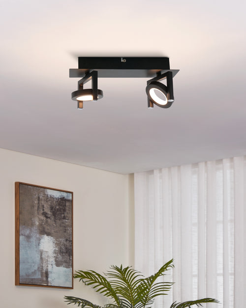 EGLO opbouwspot Trastanello - led - 2 lichts - zwart - vtwonen shop