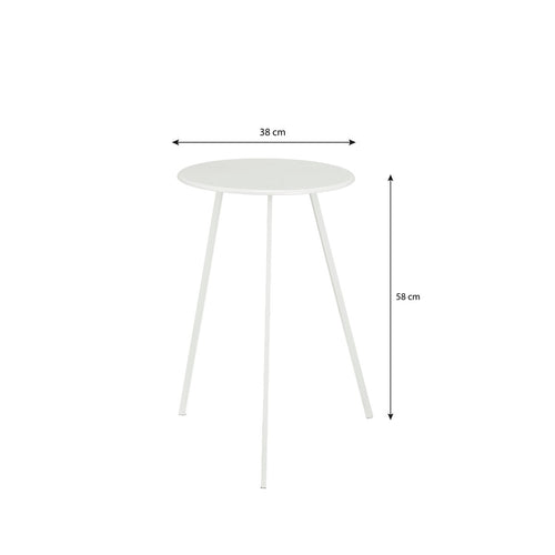 Mica Decorations Seatle Bijzettafel Buiten - H58 x Ø38 cm - Metaal - Wit