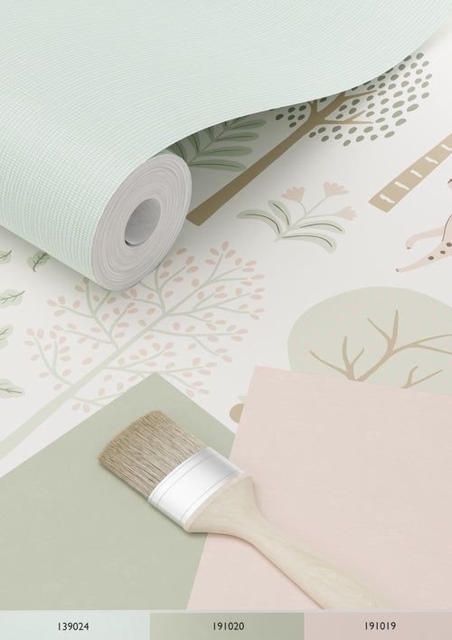 ESTAhome behang honden vergrijsd mintgroen en wit - 53 cm x 10.05 m - 139709 - vtwonen shop