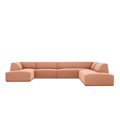 Cosmopolitan Design - Panoramische hoekbank Siena 7-zits, flueel roze - 273x366x69cm