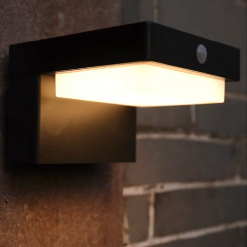 Lighto - Wandlamp zwart solar voor buiten – Oplaadbaar – Werkt op zonne-energie