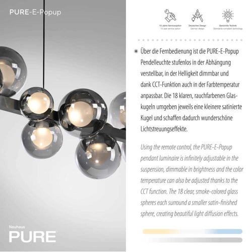 Neuhaus PURE hanglamp E-Popup - 18 lichts - 120  x 240   cm - antraciet - vtwonen shop