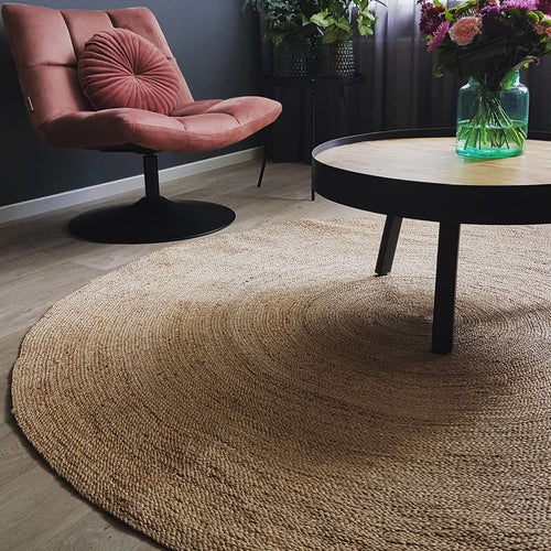 Mrcarpet Rond jute vloerkleed naturel 380cm