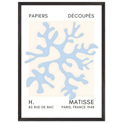 Artfulprints Poster met Lijst Matisse – Dreamy coral flower light blue   - 50x70 cm - Blauw
