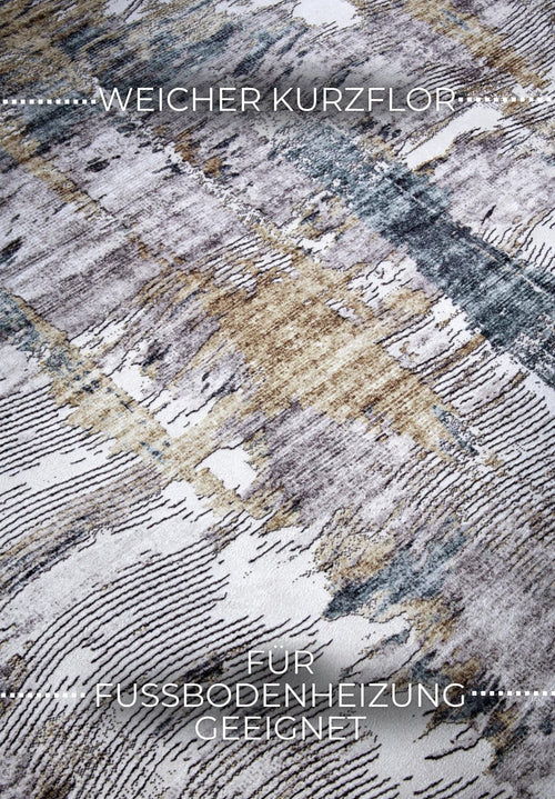 ELLE Decoration Imagination Shortpile Rug Malard Saphire Gold 200x290 cm - vtwonen shop