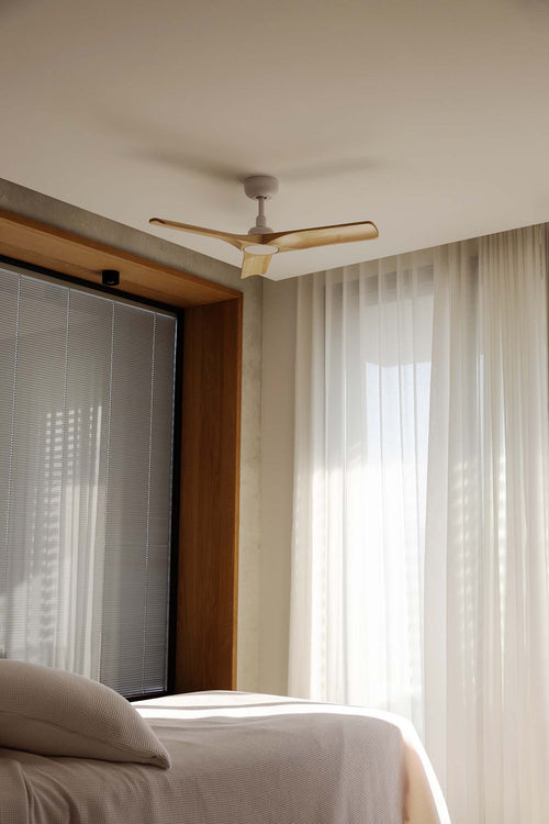 Faro Heywood Klein 3-bladig mat wit, dennen Tuya Smart System
